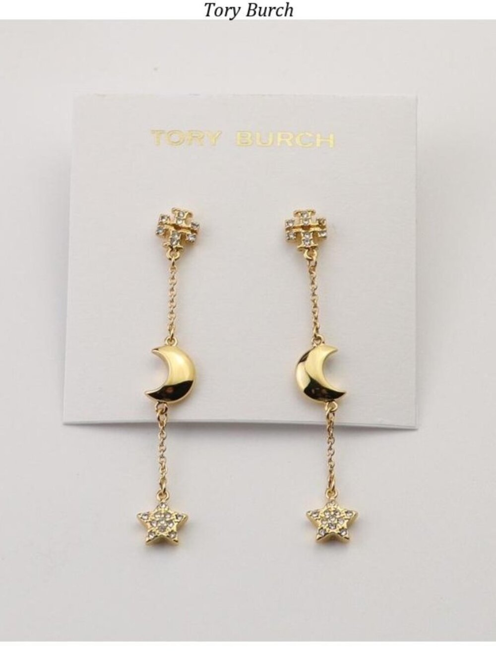 Tory Burch Gold Moon & Star Drop Earrings